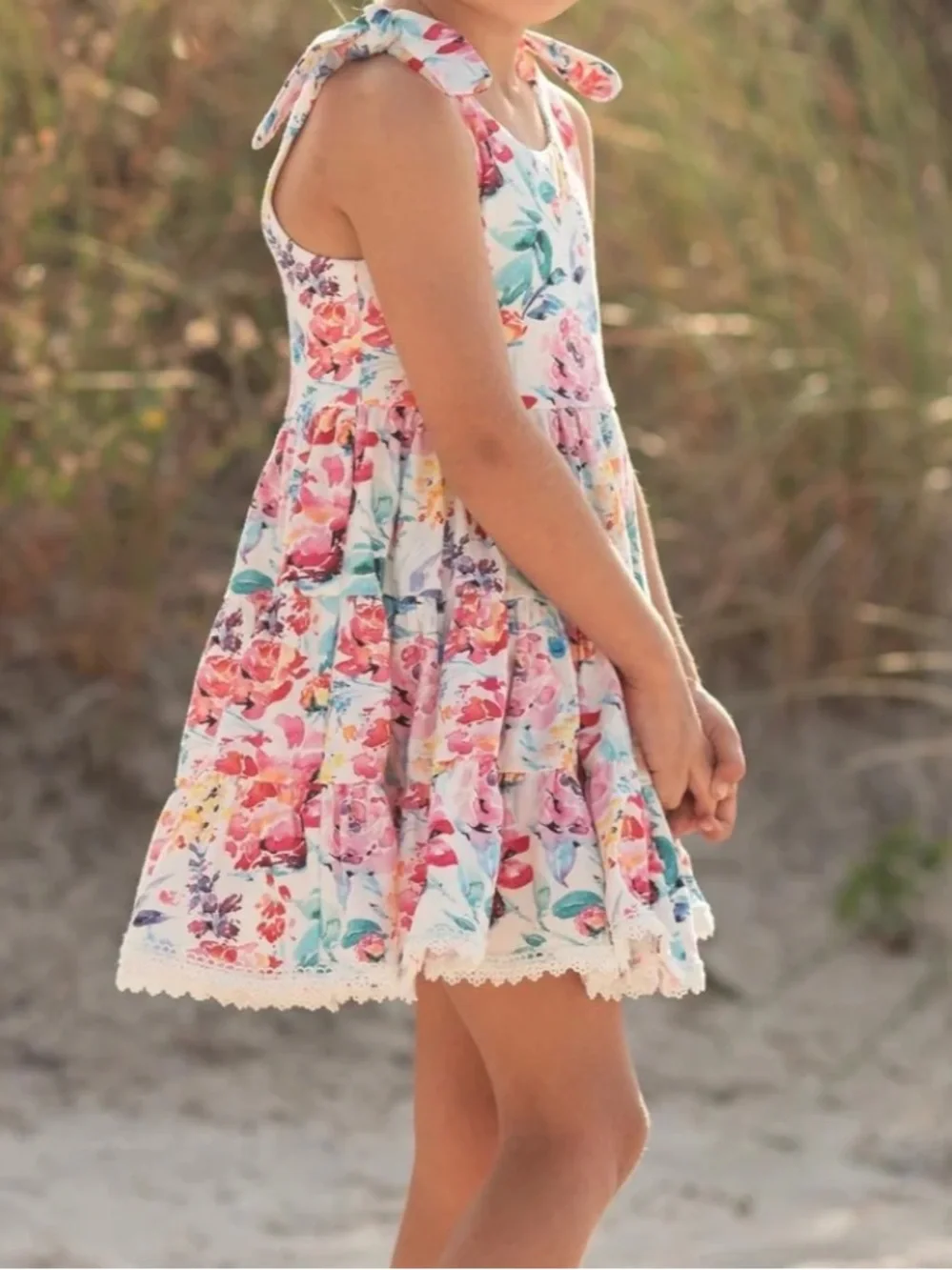 NWT Makena Lane Girls 12 Twirl Dress Florida Coast Floral Print